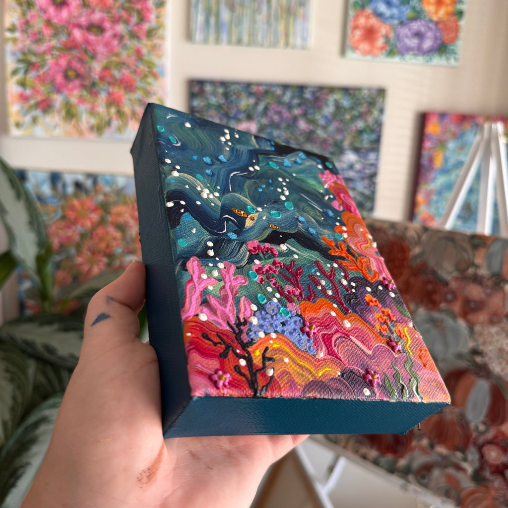 Florals Under the Sea #2B Original Painted Canvas