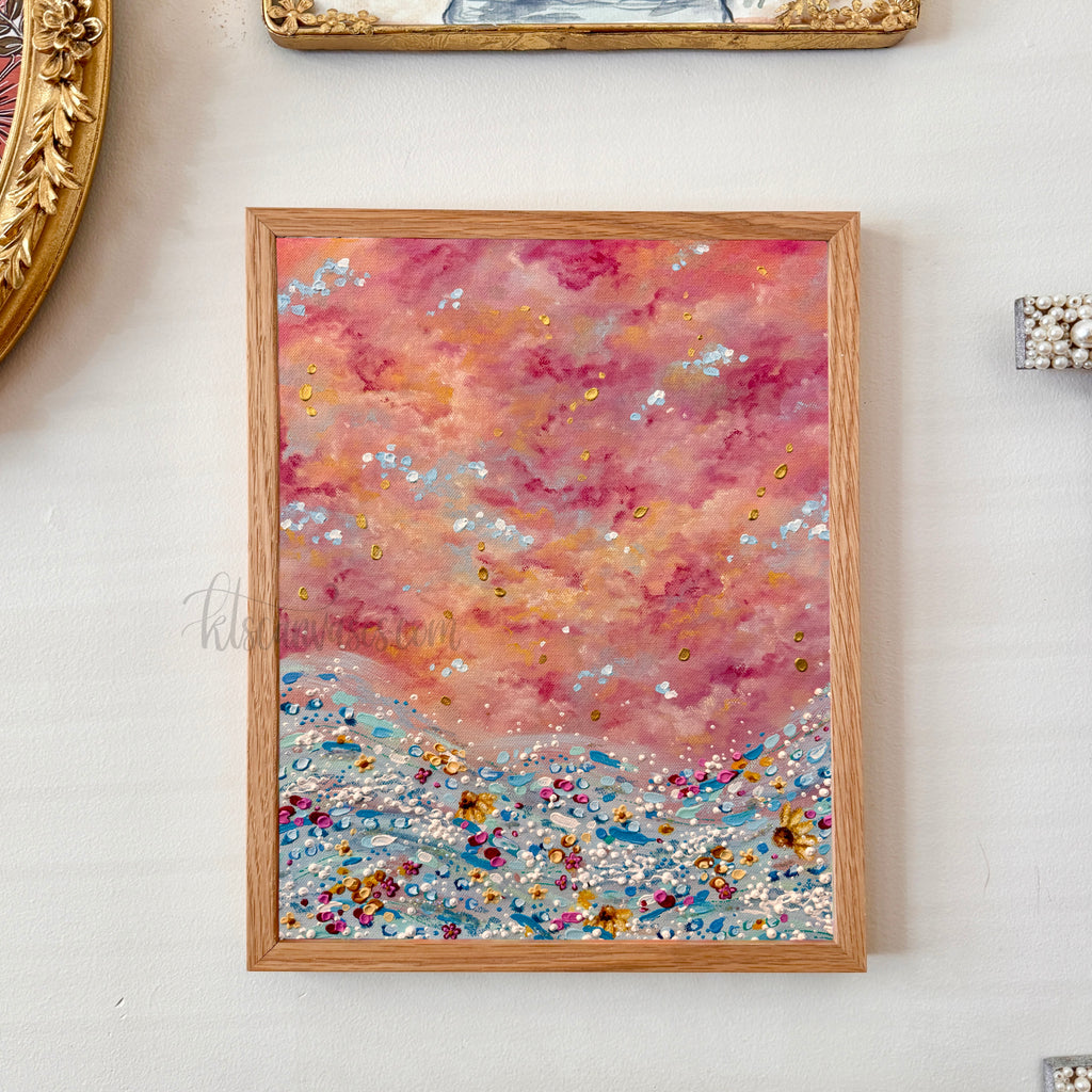 Floral Ocean at Sunset Art Print