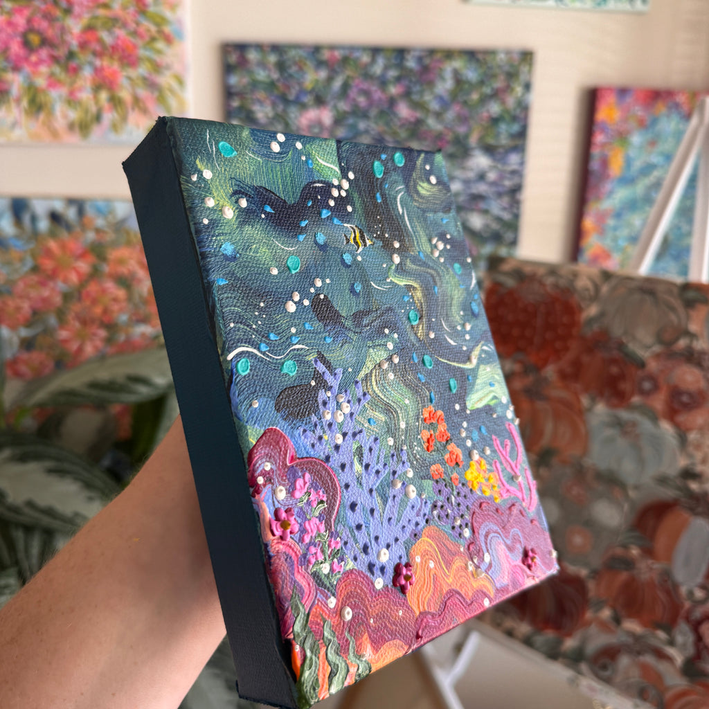 Florals Under the Sea #1A Original Painted Canvas