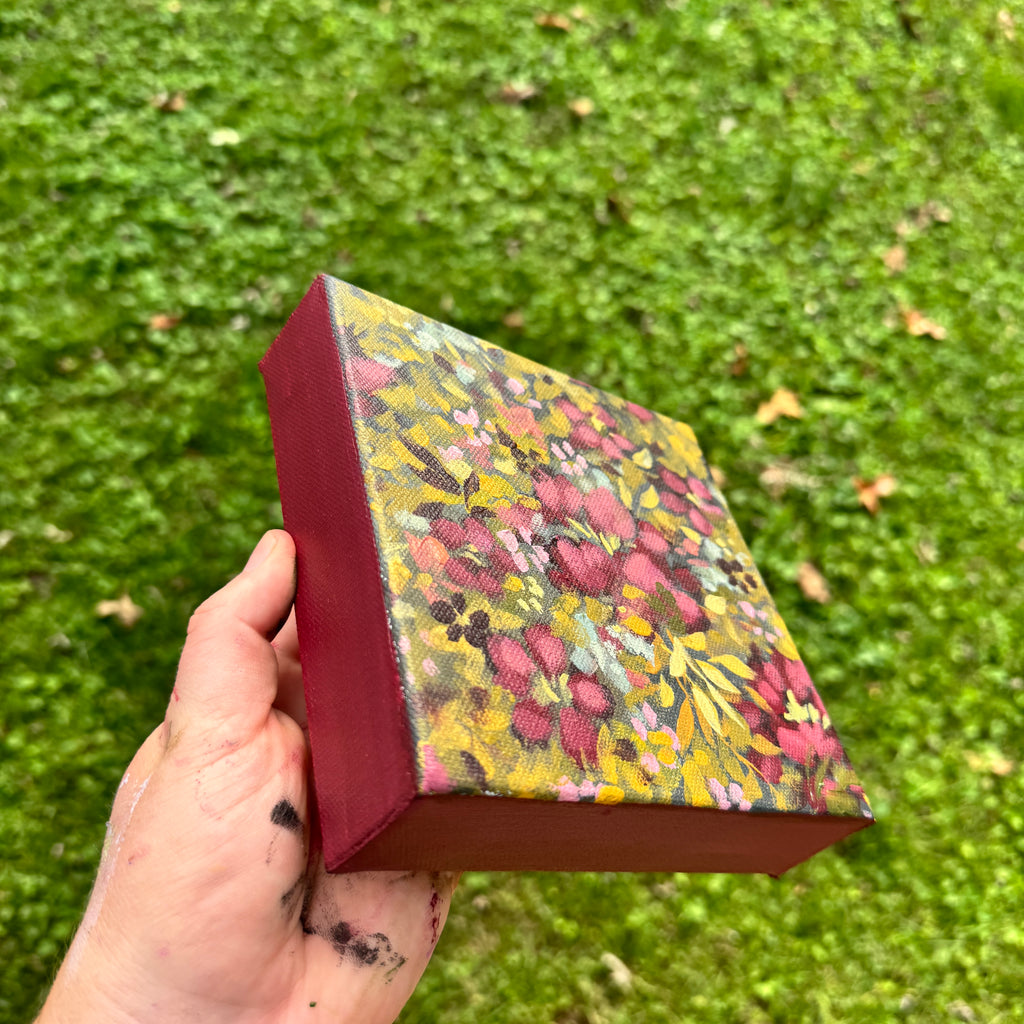 Maroon Florals Original Painted Canvas #2