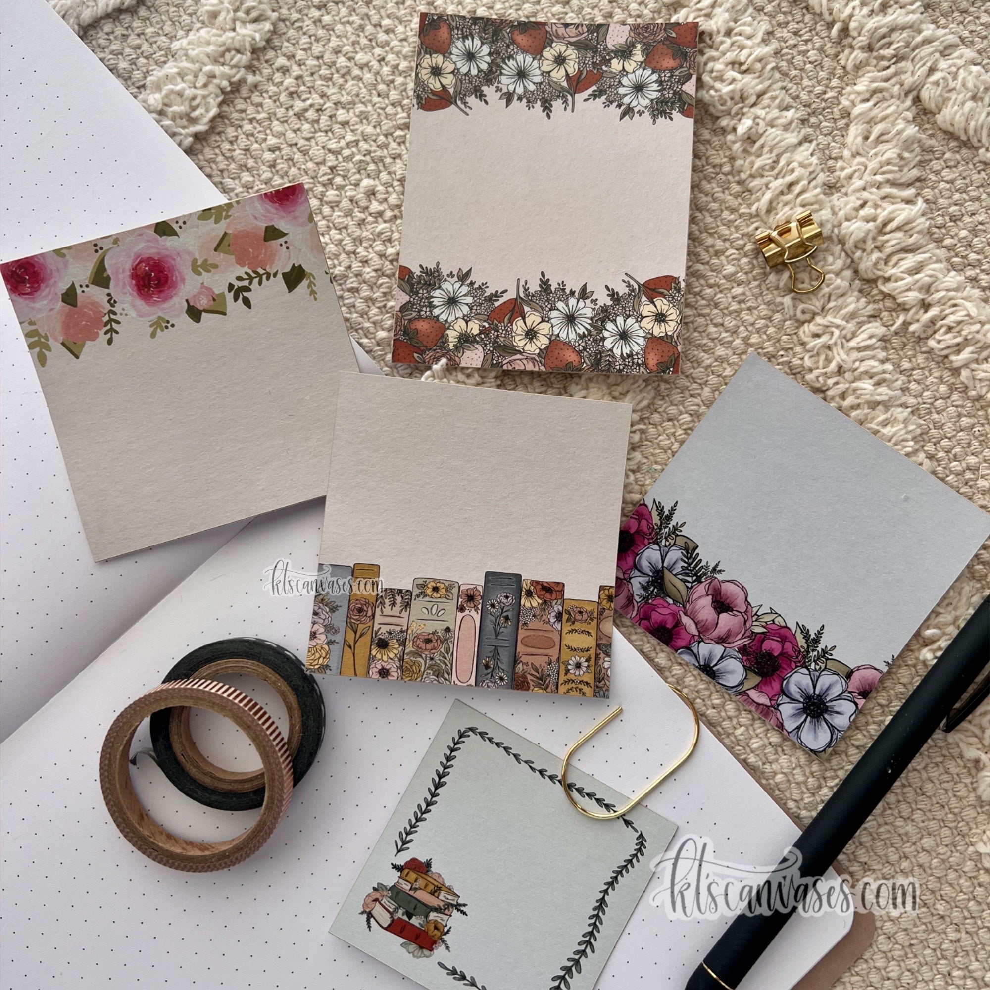 Floral Notes Sticker Pack (5 paper stickers included) – KT's Canvases