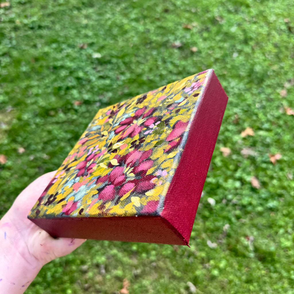 Maroon Florals Original Painted Canvas #3
