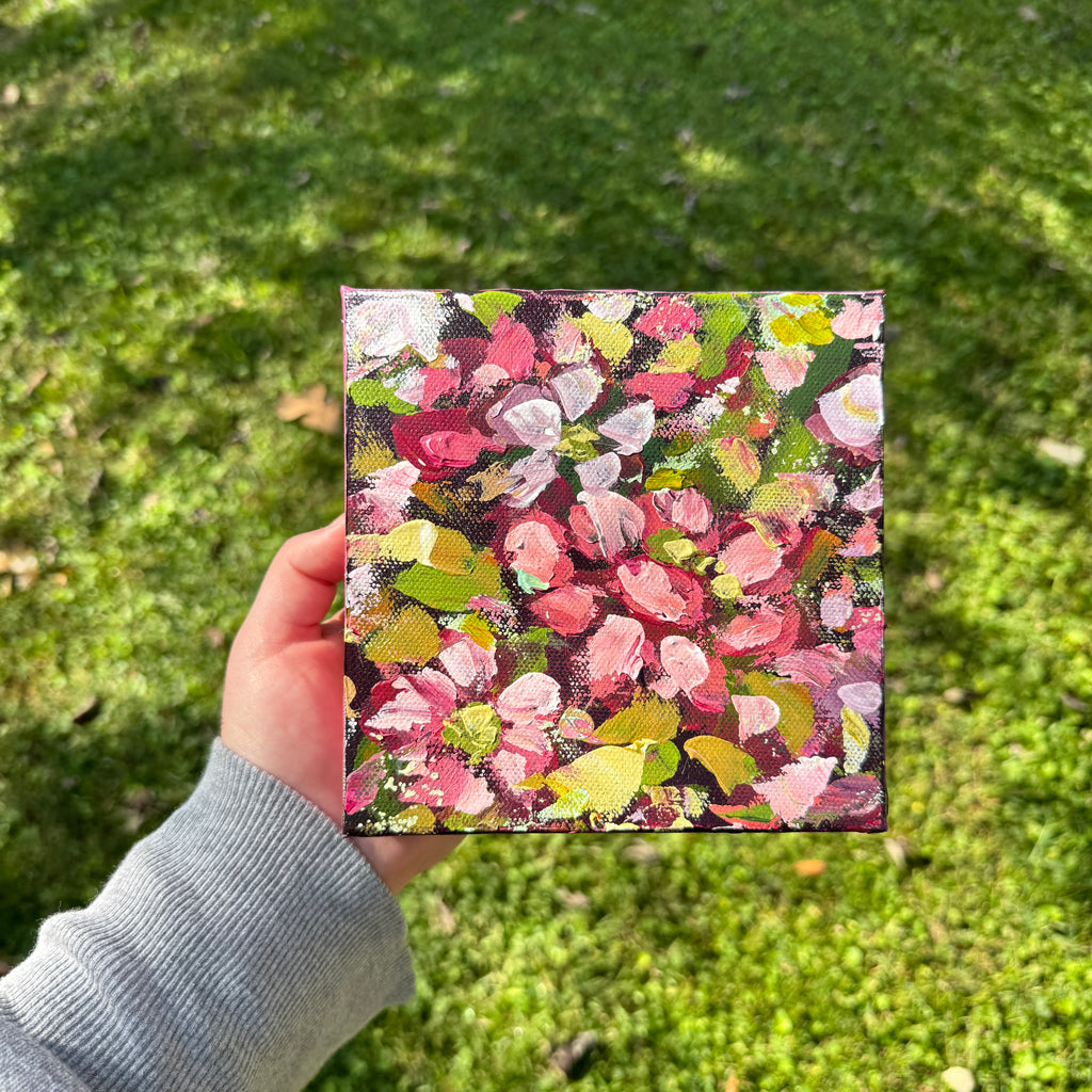 Magenta Florals Original Painted Canvas #1