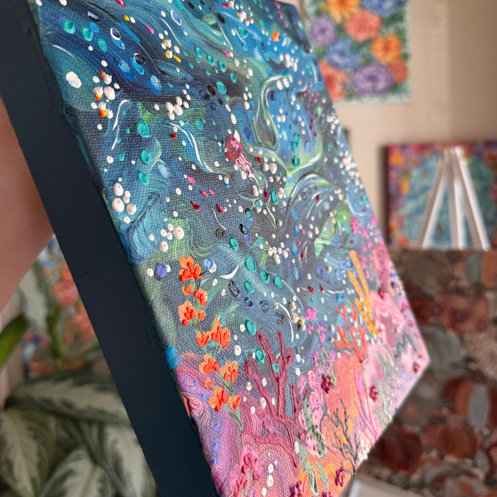 Florals Under the Sea Original Painted Canvas