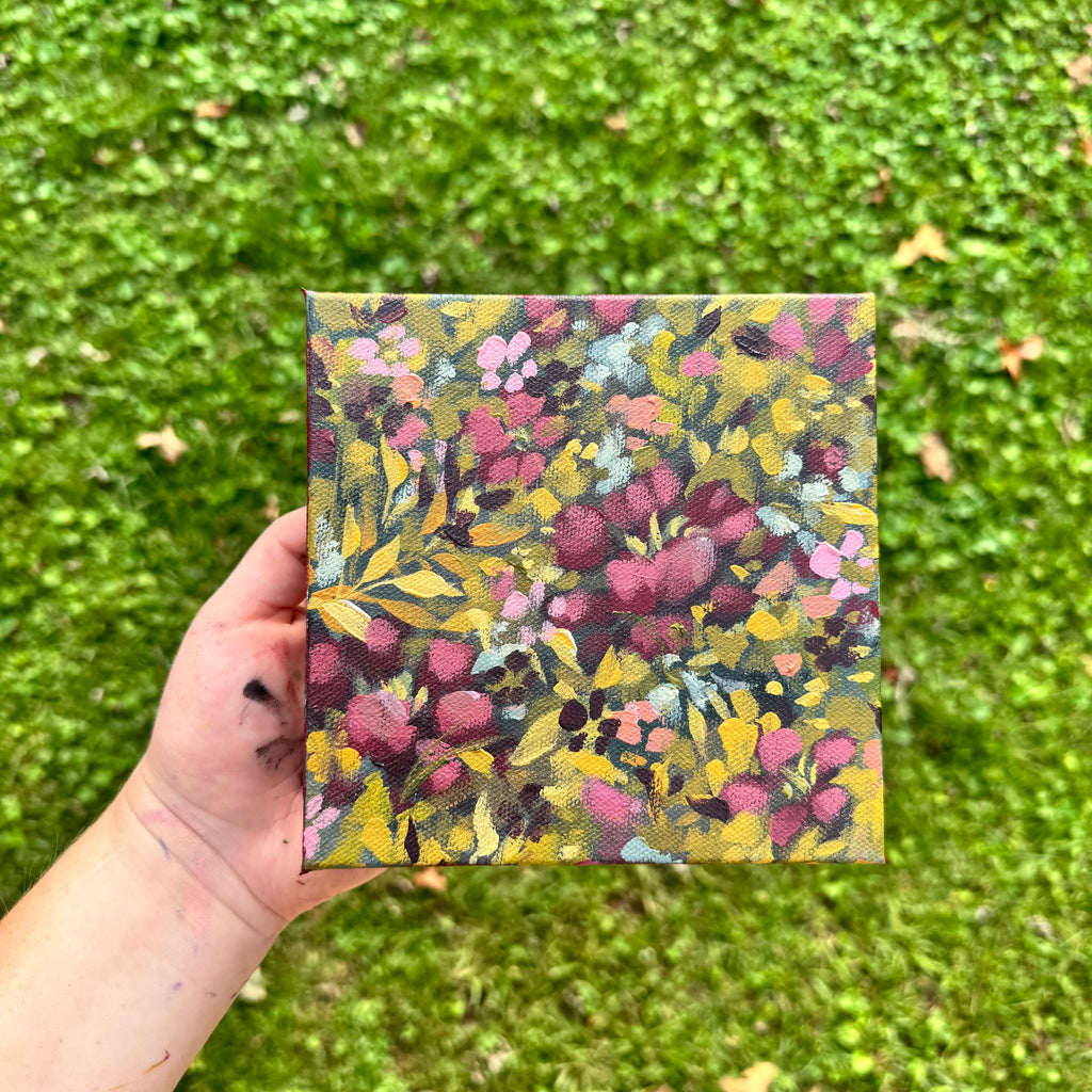 Maroon Florals Original Painted Canvas #5