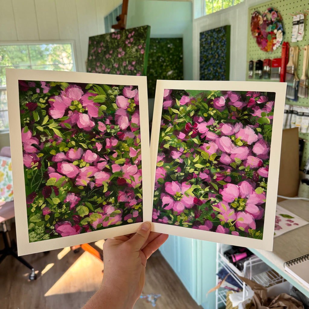 Original Ella’s Magenta Abstract Garden Art Paper Set of 2