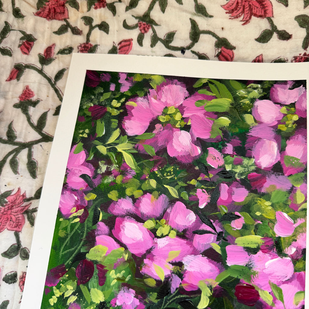 Original Ella’s Magenta Abstract Garden Art Paper Set of 2