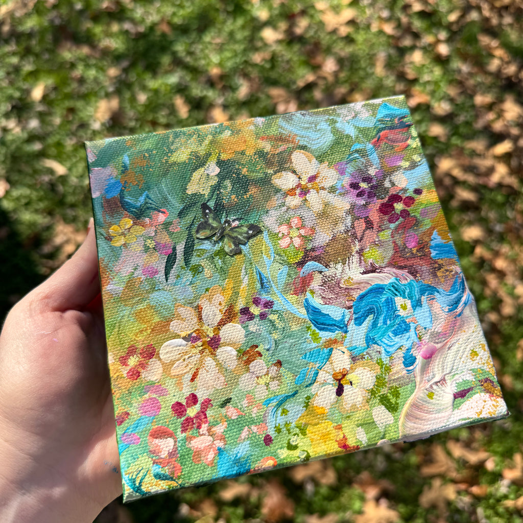 Butterfly Garden Original Painted Canvas #6