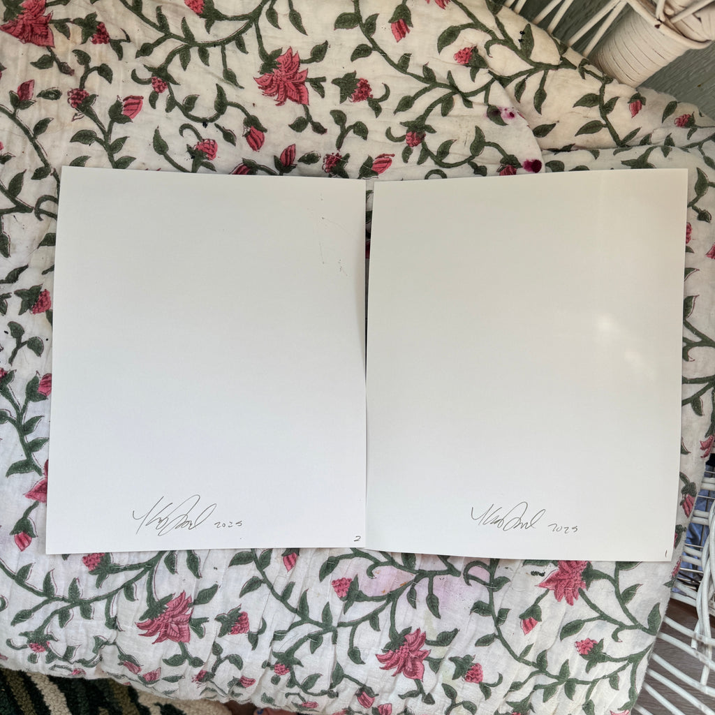 Original Ella’s Pink Abstract Garden Art Paper Set of 2