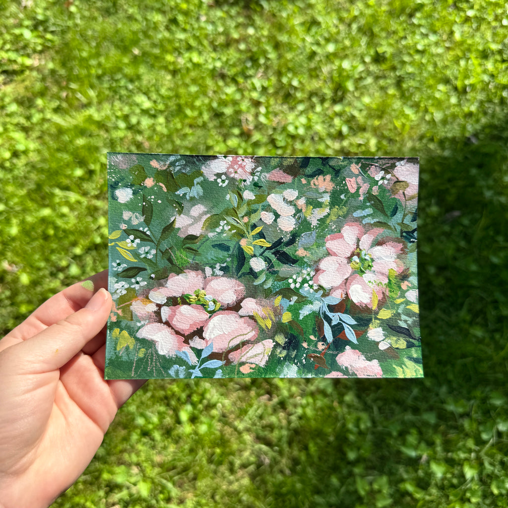 Original Soft Pink Florals Art Paper No. 7