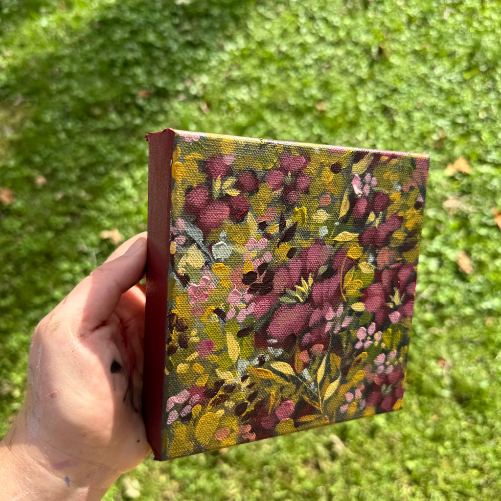 Maroon Florals Original Painted Canvas #10