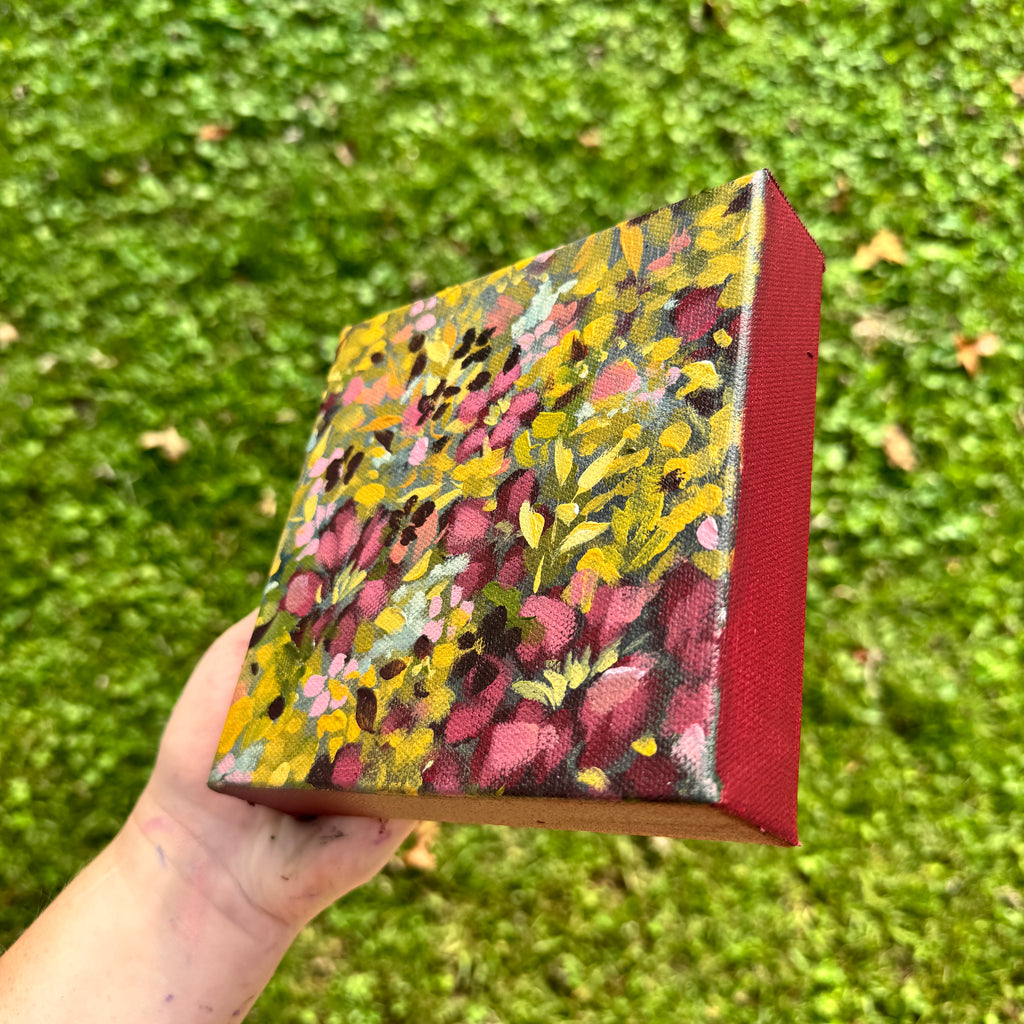 Maroon Florals Original Painted Canvas #6