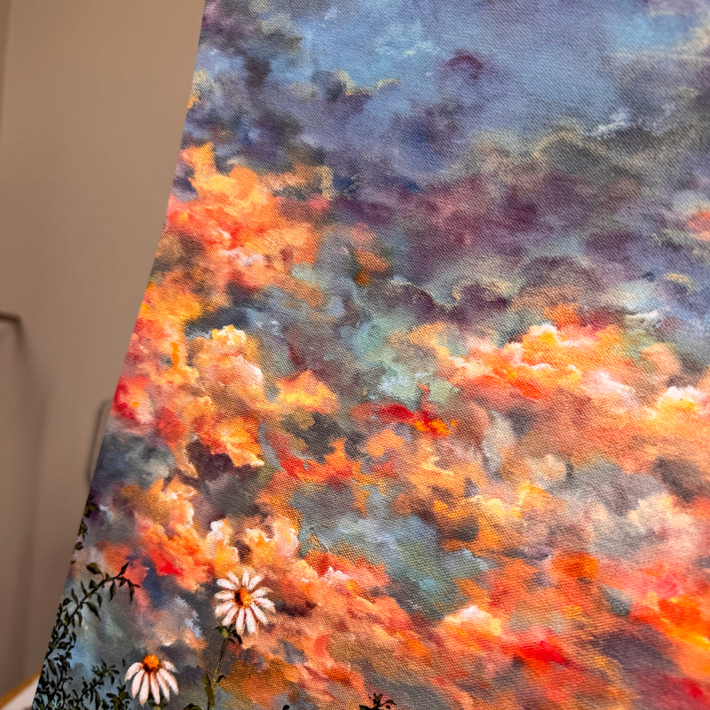 Daisies over Opal Skies Art Print