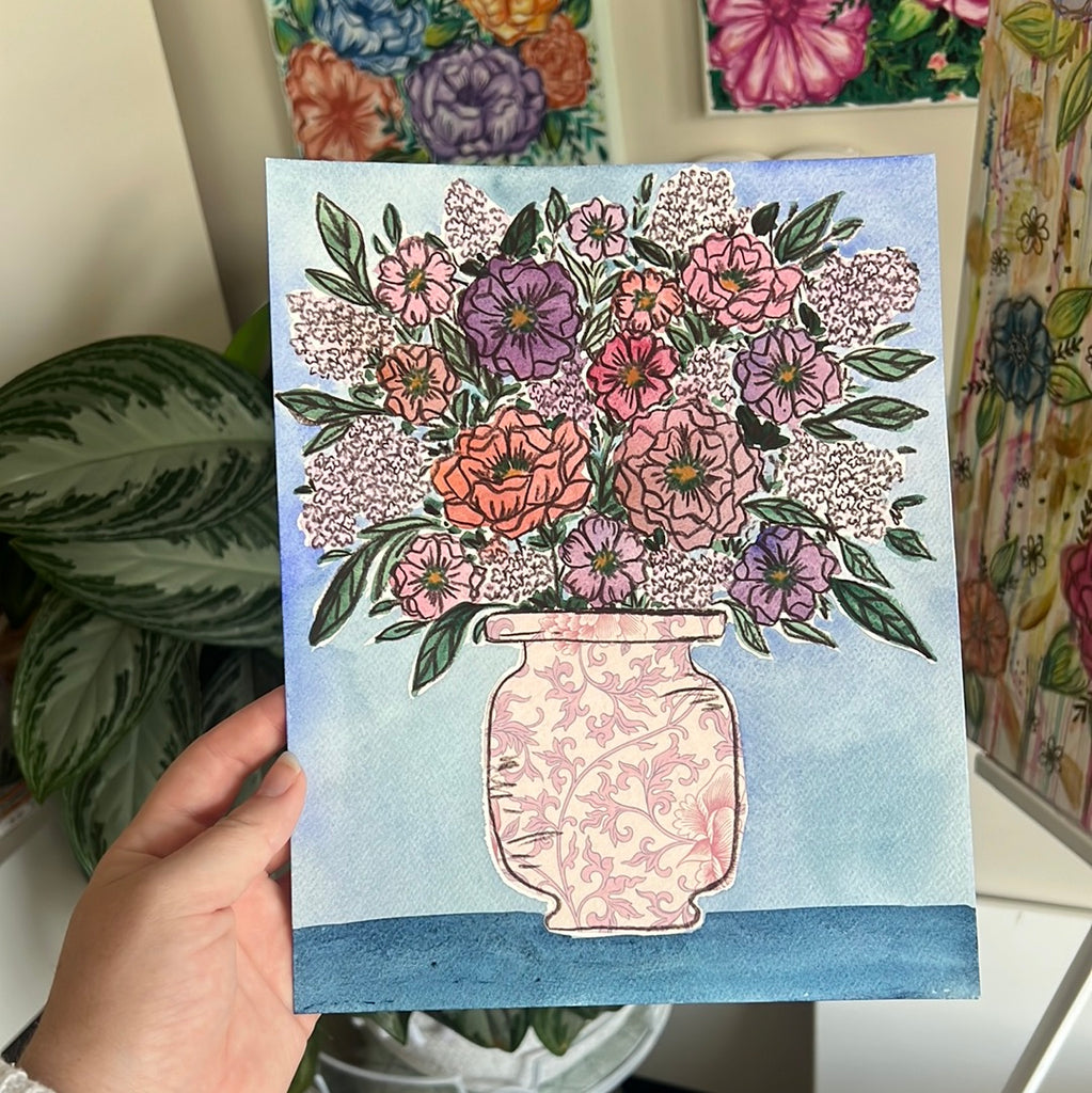 Floral Original Painted Watercolor Paper #14