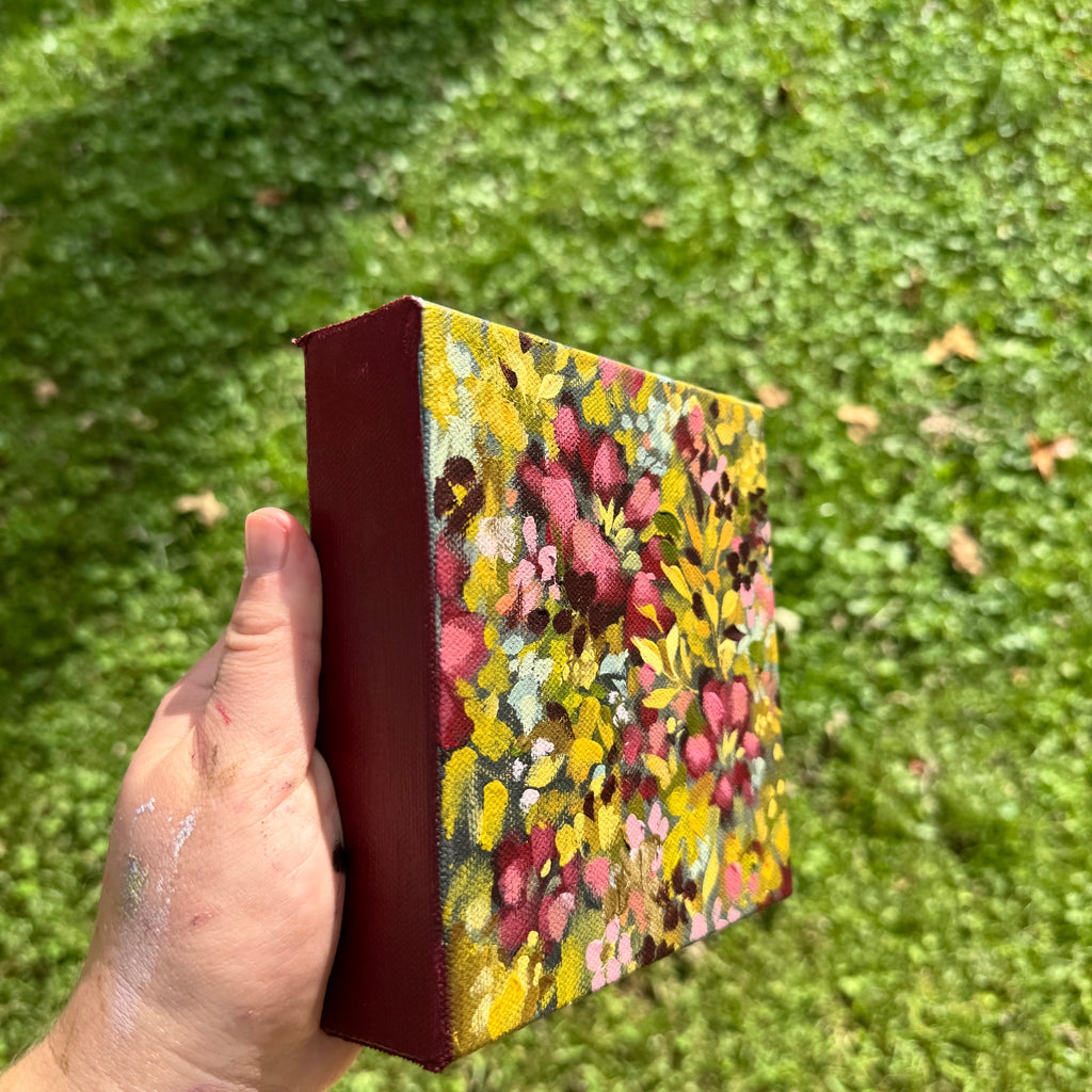 Maroon Florals Original Painted Canvas #9