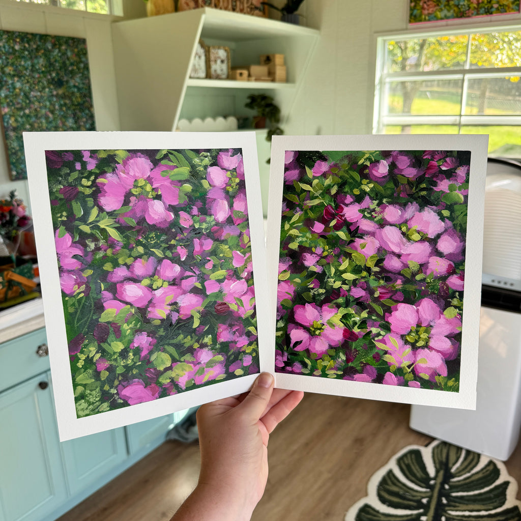 Original Ella’s Magenta Abstract Garden Art Paper Set of 2