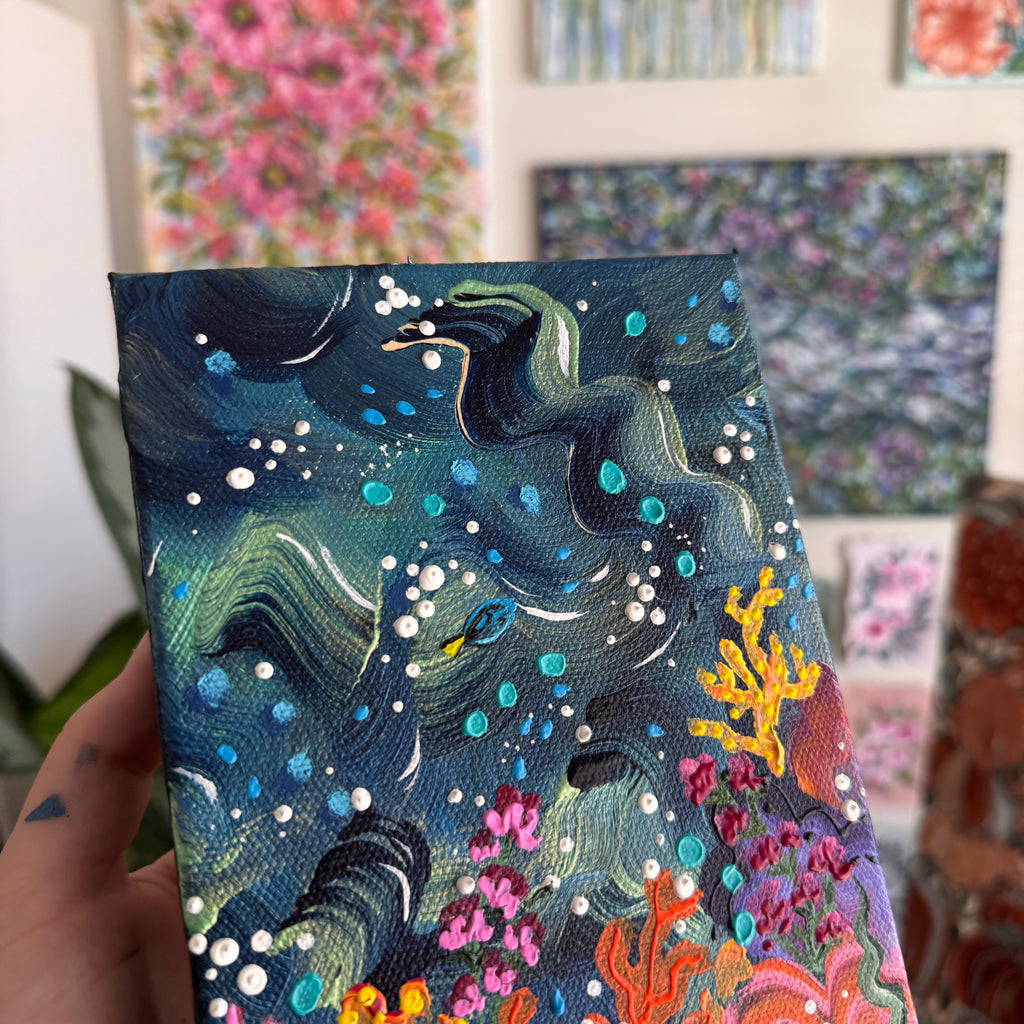 Florals Under the Sea #2A Original Painted Canvas