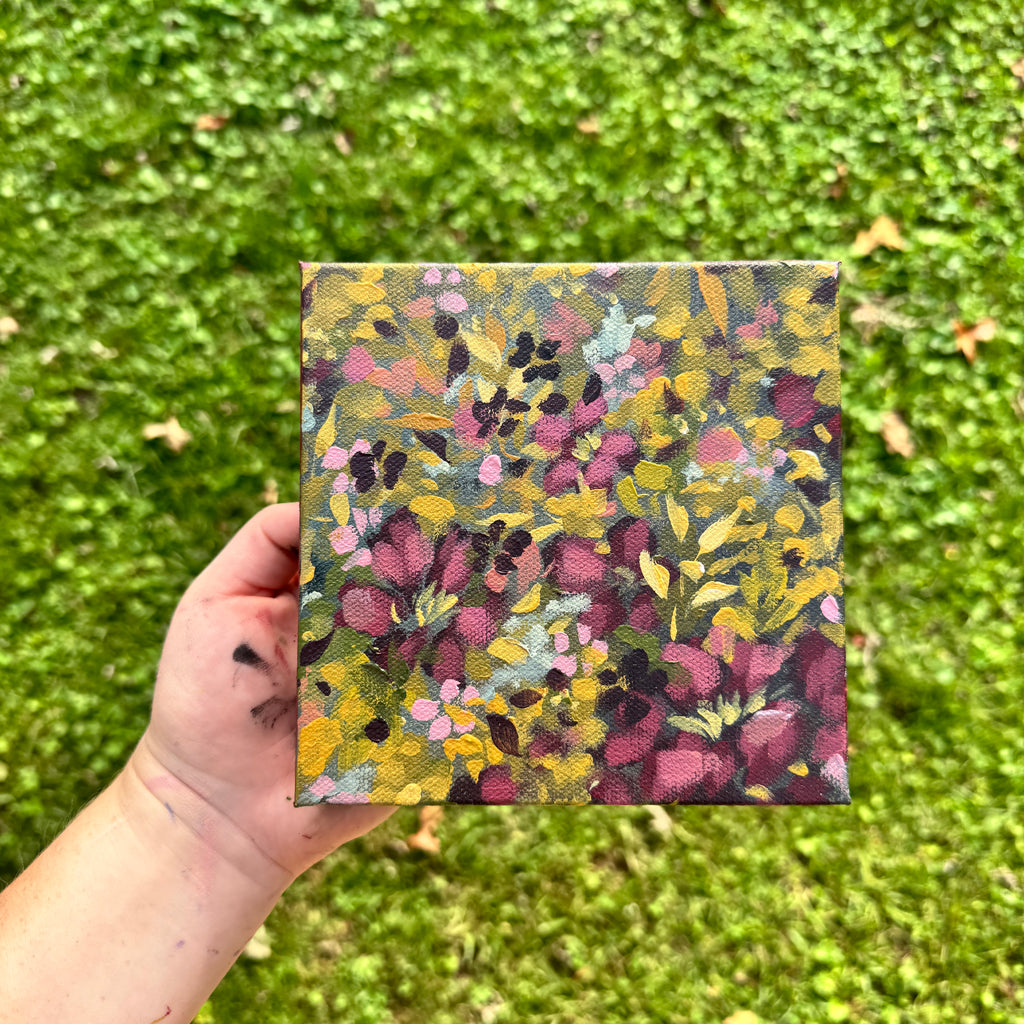 Maroon Florals Original Painted Canvas #6