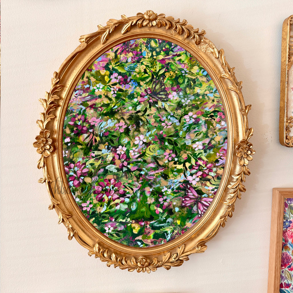 Ella in a Fantastical Field of Flowers Art Print