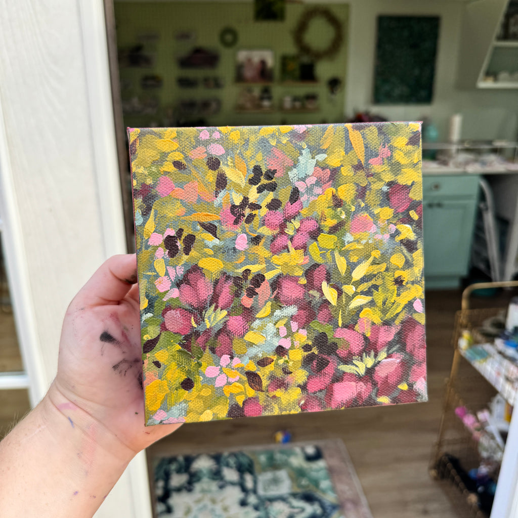 Maroon Florals Original Painted Canvas #6
