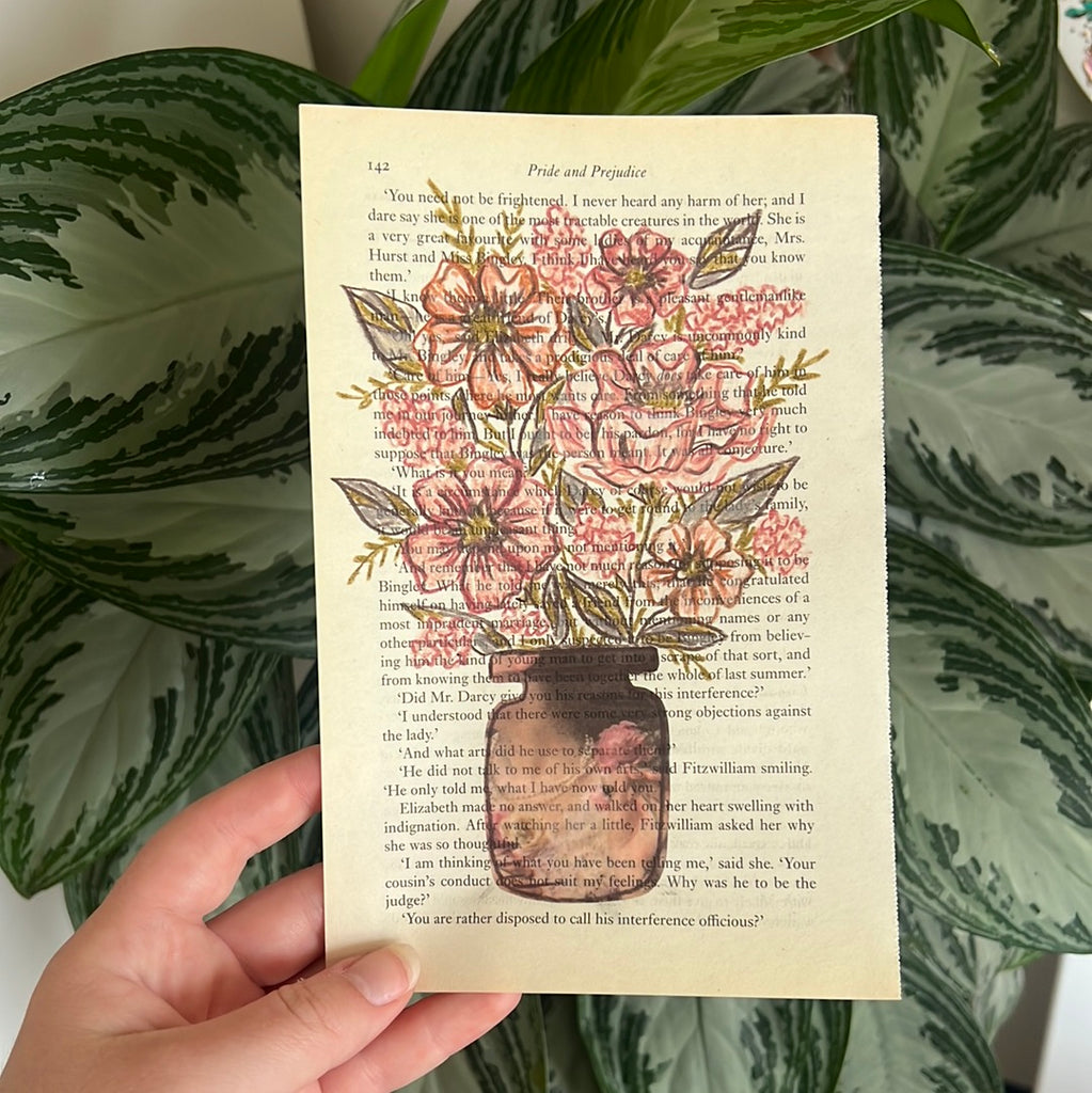 Floral Original Painted Book Page Paper #6
