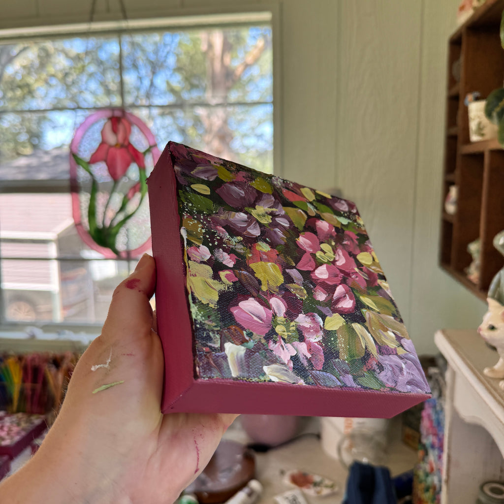 Magenta Florals Original Painted Canvas #4