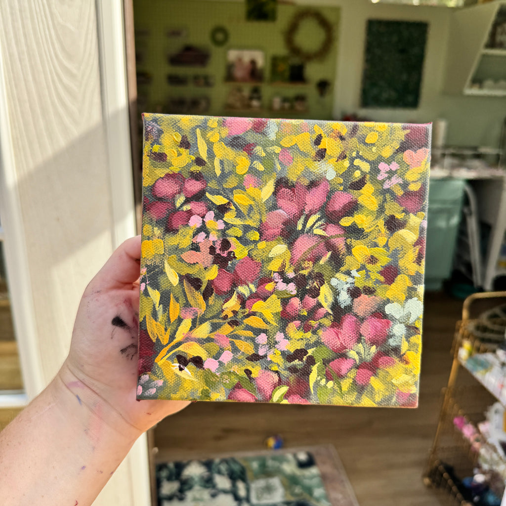 Maroon Florals Original Painted Canvas #7