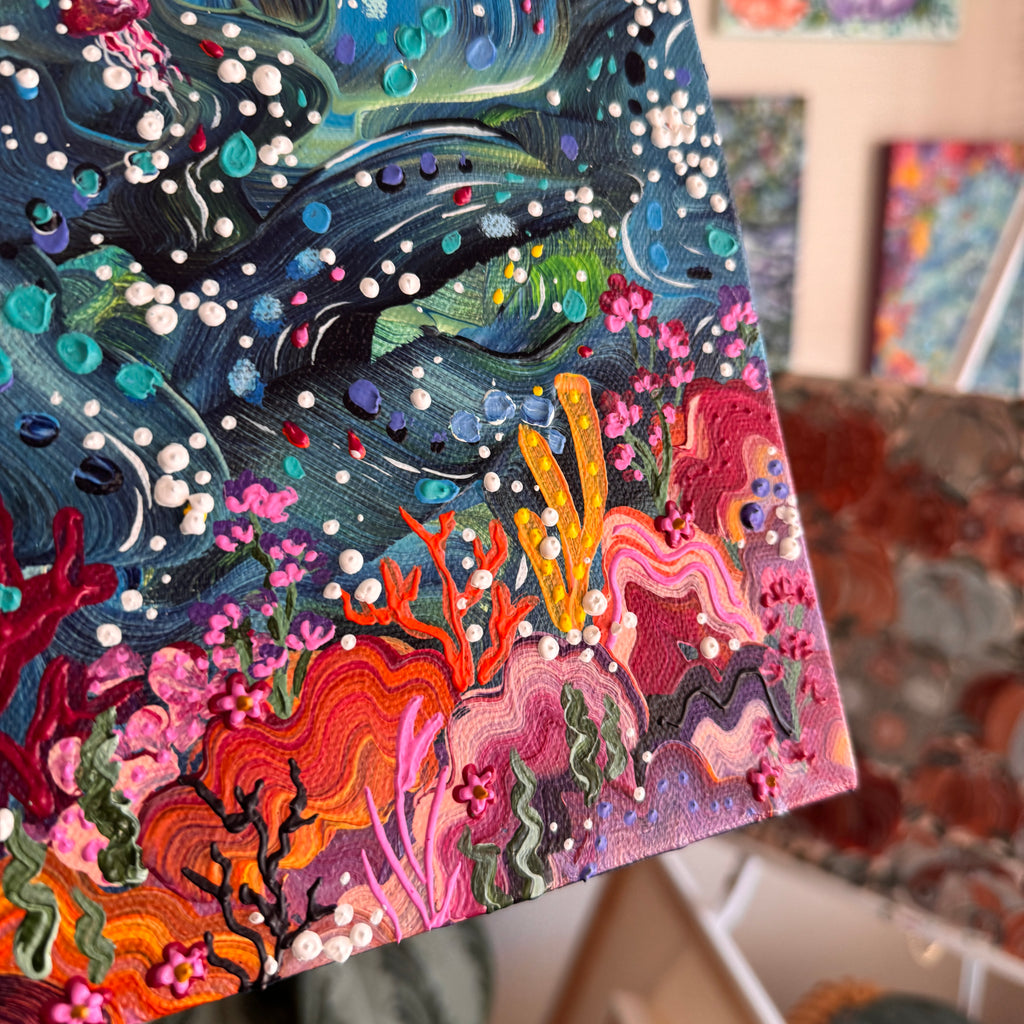 Florals Under the Sea Original Painted Canvas