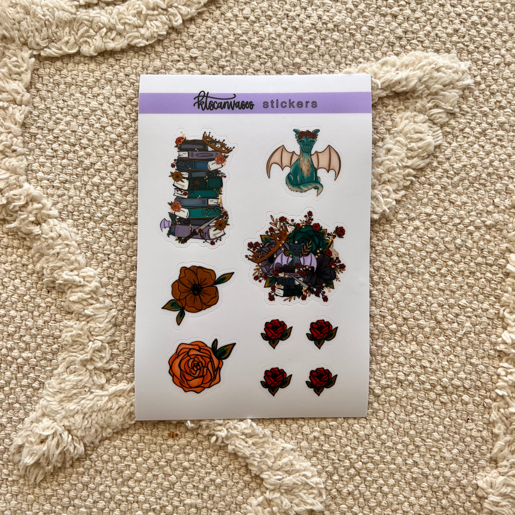 Fantasy Florals Set of 9 Mini Stickers (1 sheet)