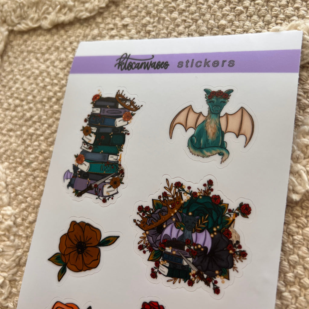 Fantasy Florals Set of 9 Mini Stickers (1 sheet)