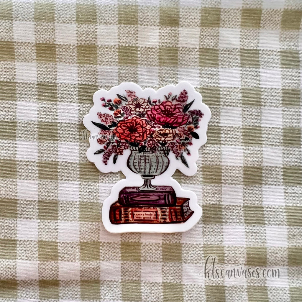 Mini Bookish Floral Vase No. 1 Sticker
