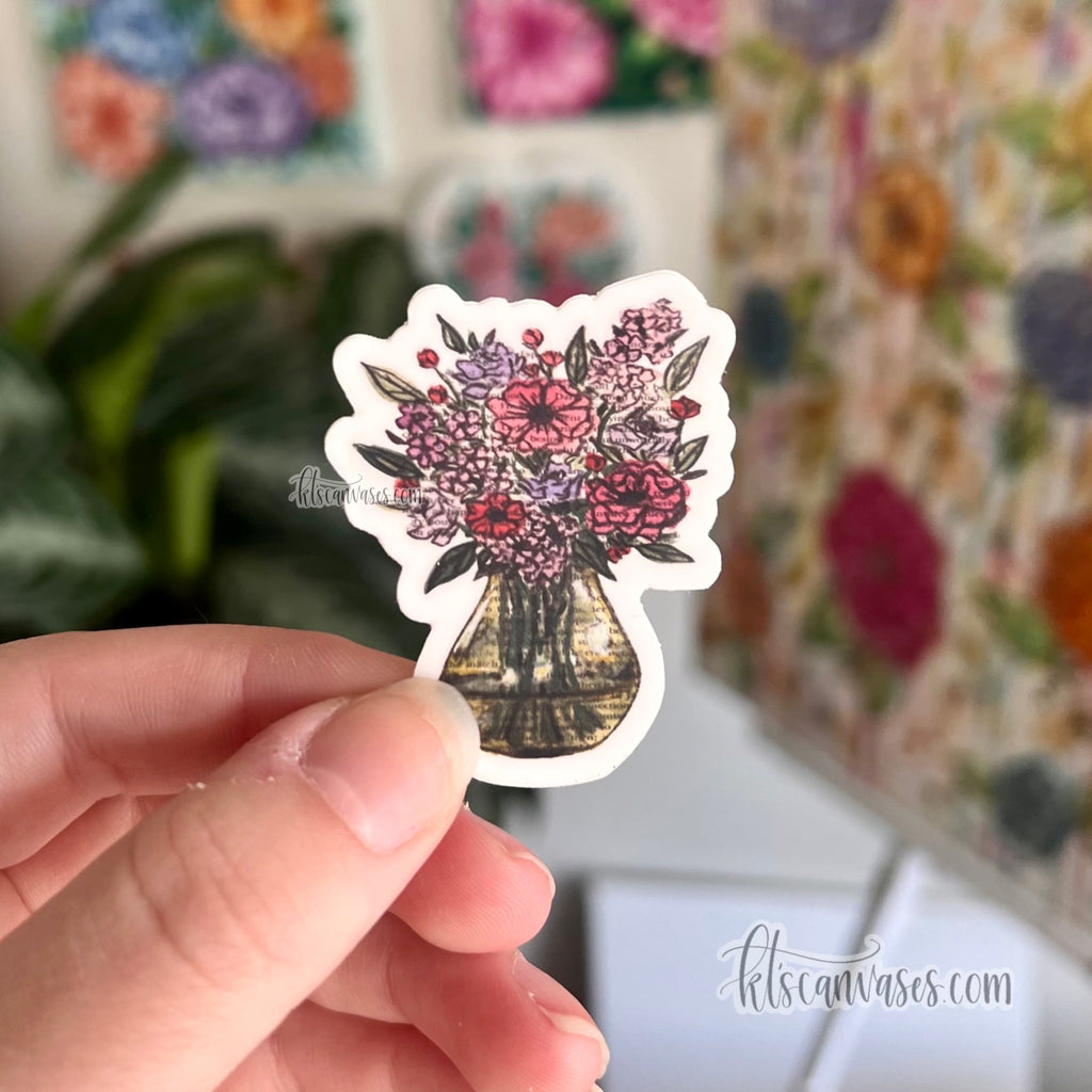 Mini Bookish Floral Vase No. 2 Sticker