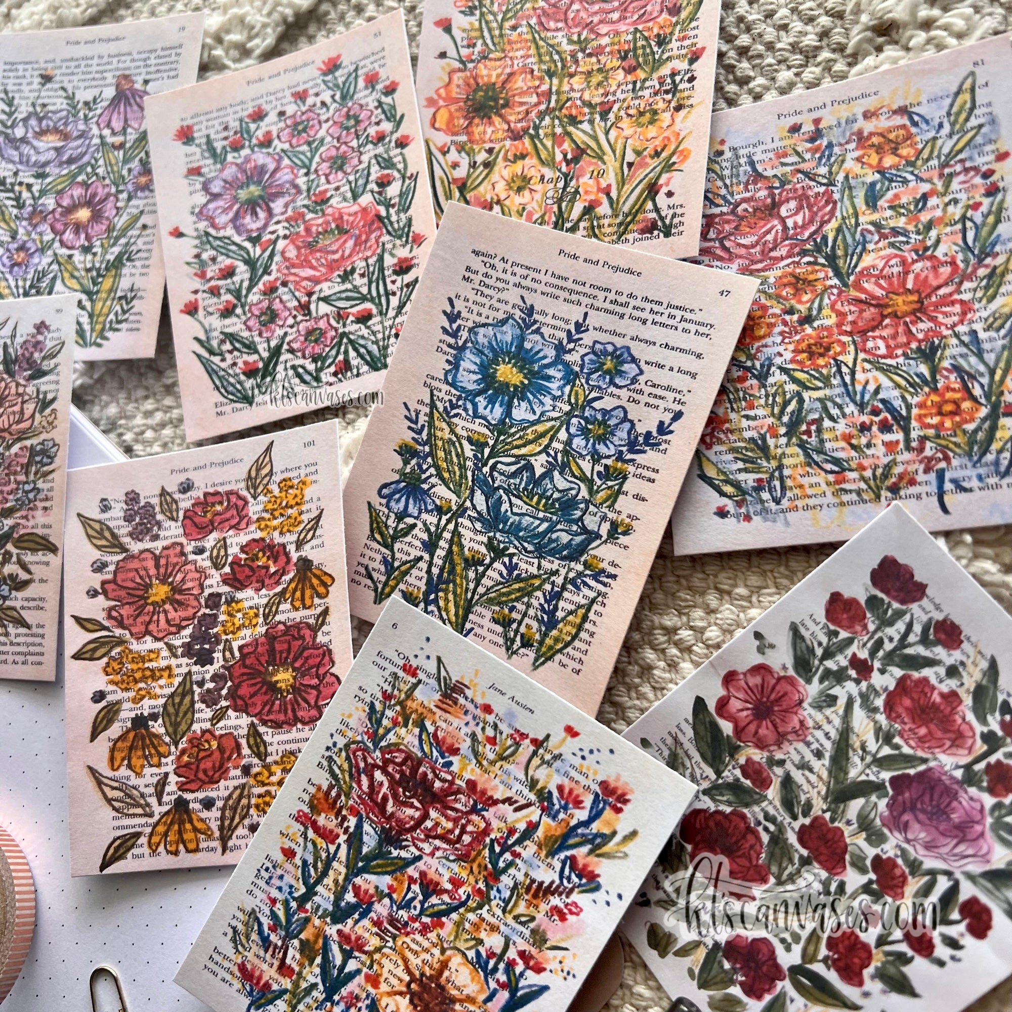 Bookish Floral Page Sticker Pack (9 paper stickers included