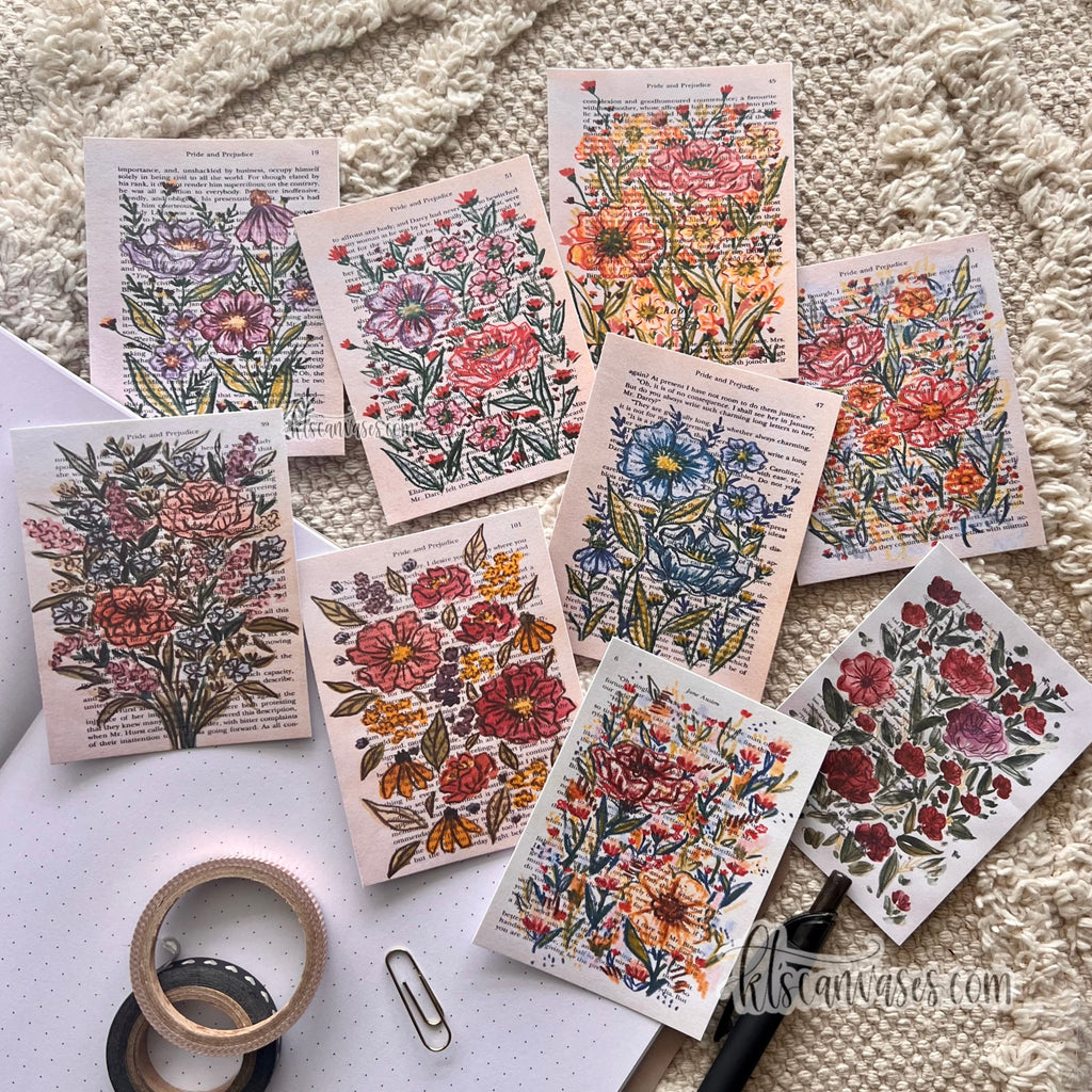 Bookish Floral Page Sticker Pack (9 paper stickers included)