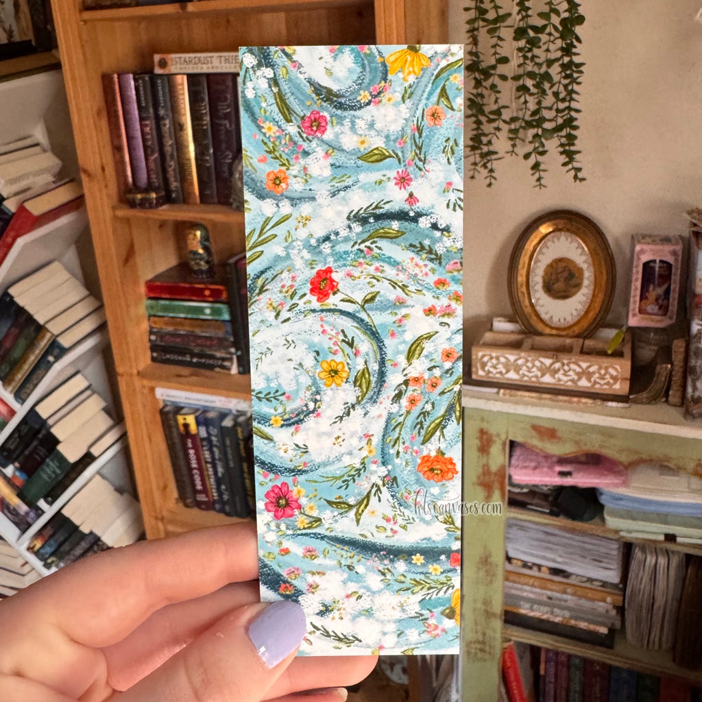 Floral Waves Double Sided Bookmark