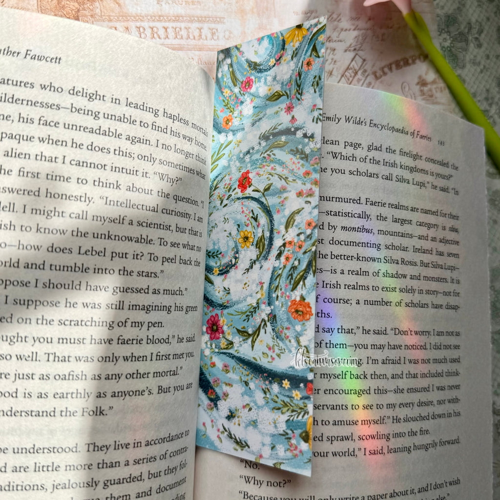 Floral Waves Double Sided Bookmark