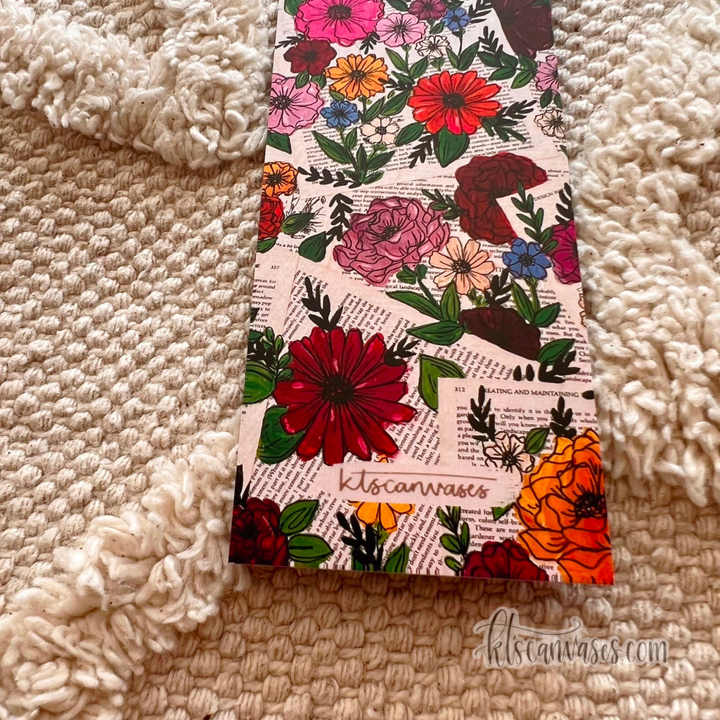 Colorful Book Page Garden Double Sided Bookmark