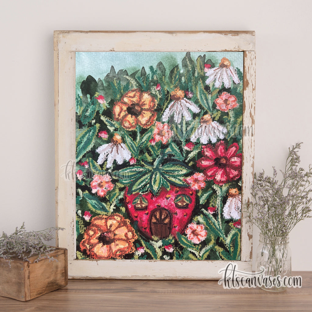 Strawberry Cottage Florals Art Print