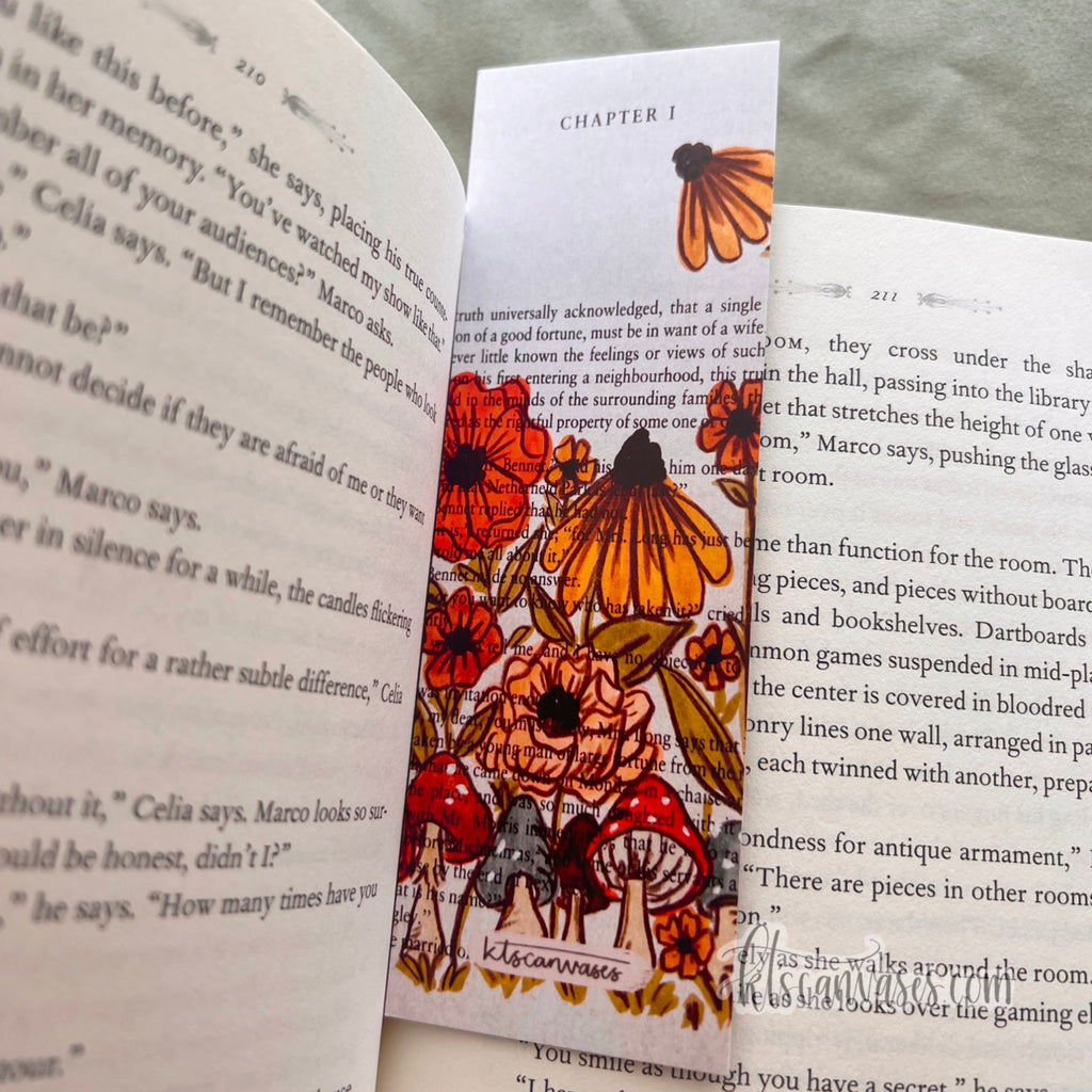 Floral Book Page Double Sided Bookmark