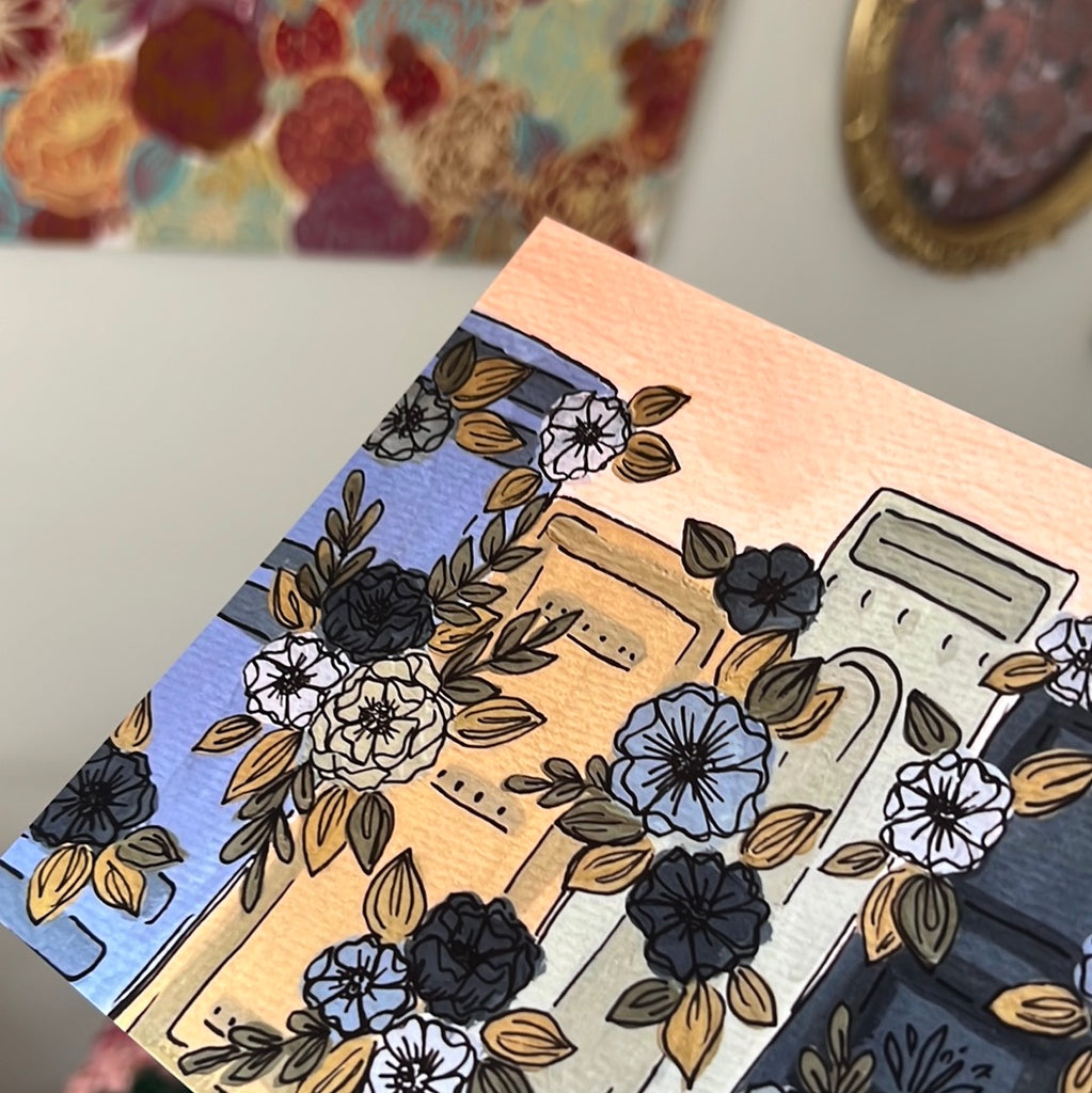 Blue Floral Book Collection Art Print