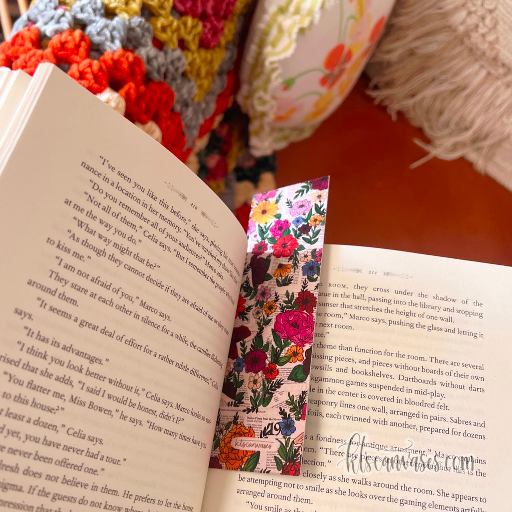 Colorful Book Page Garden Double Sided Bookmark