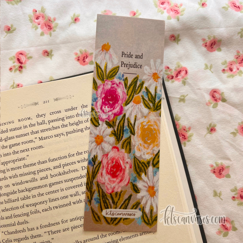 Colorful Floral Book Page Double Sided Bookmark