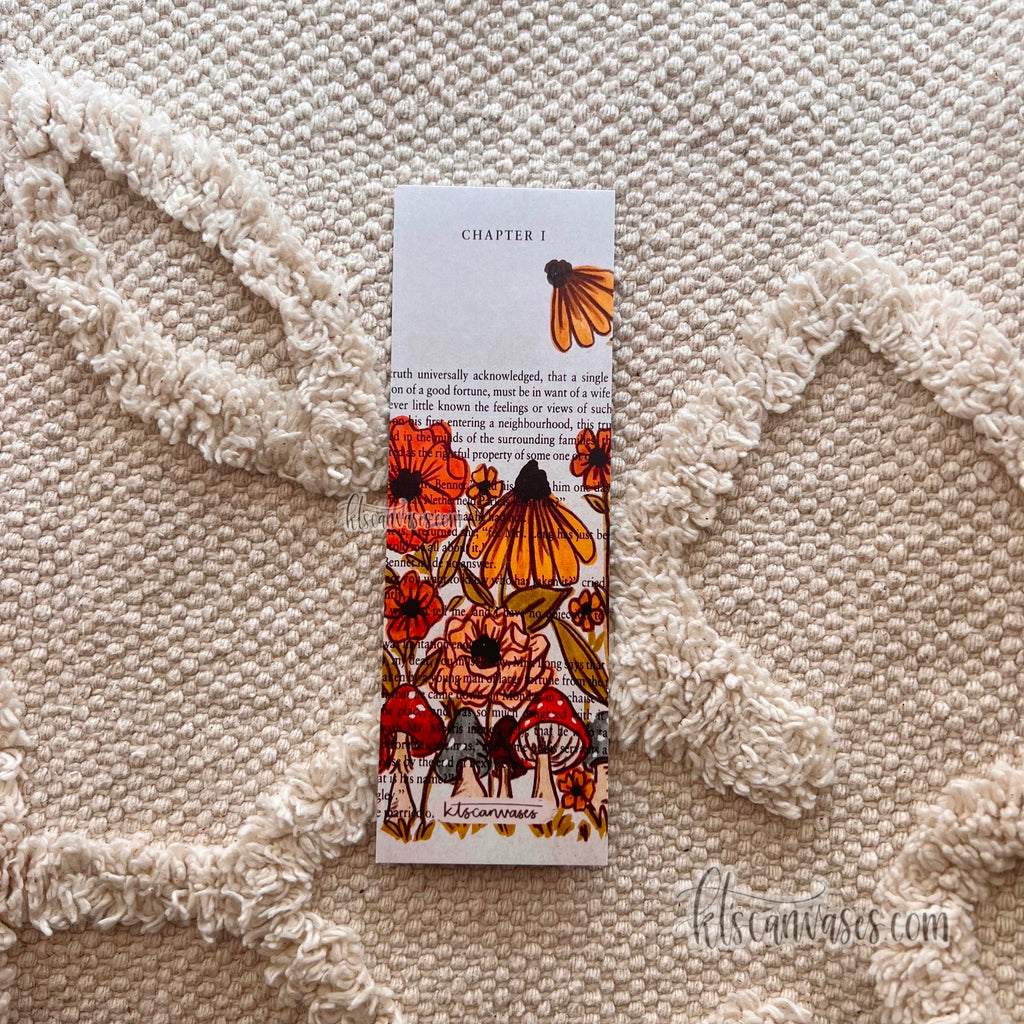 Floral Book Page Double Sided Bookmark