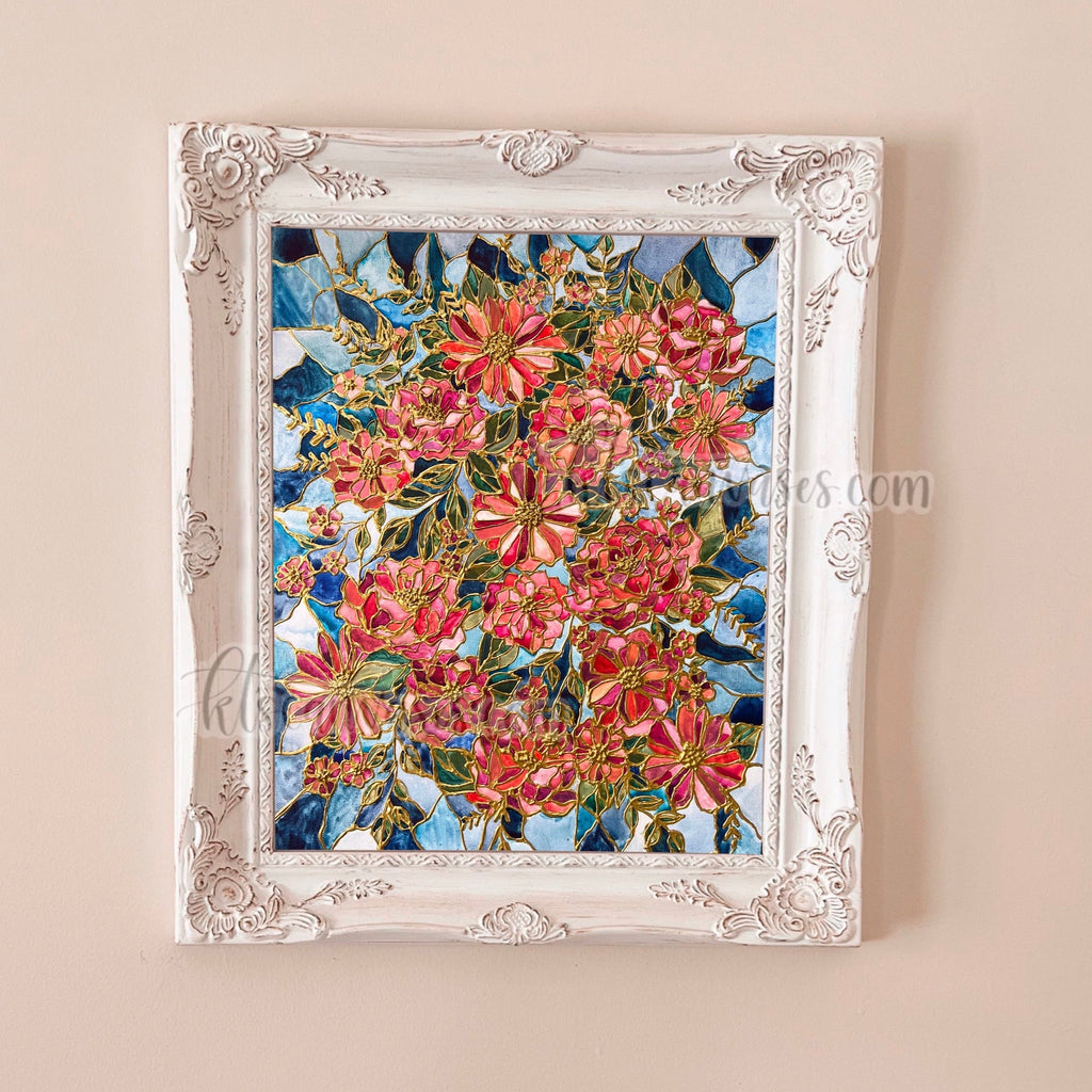 Stained Glass Florals Art Print (not 3D)