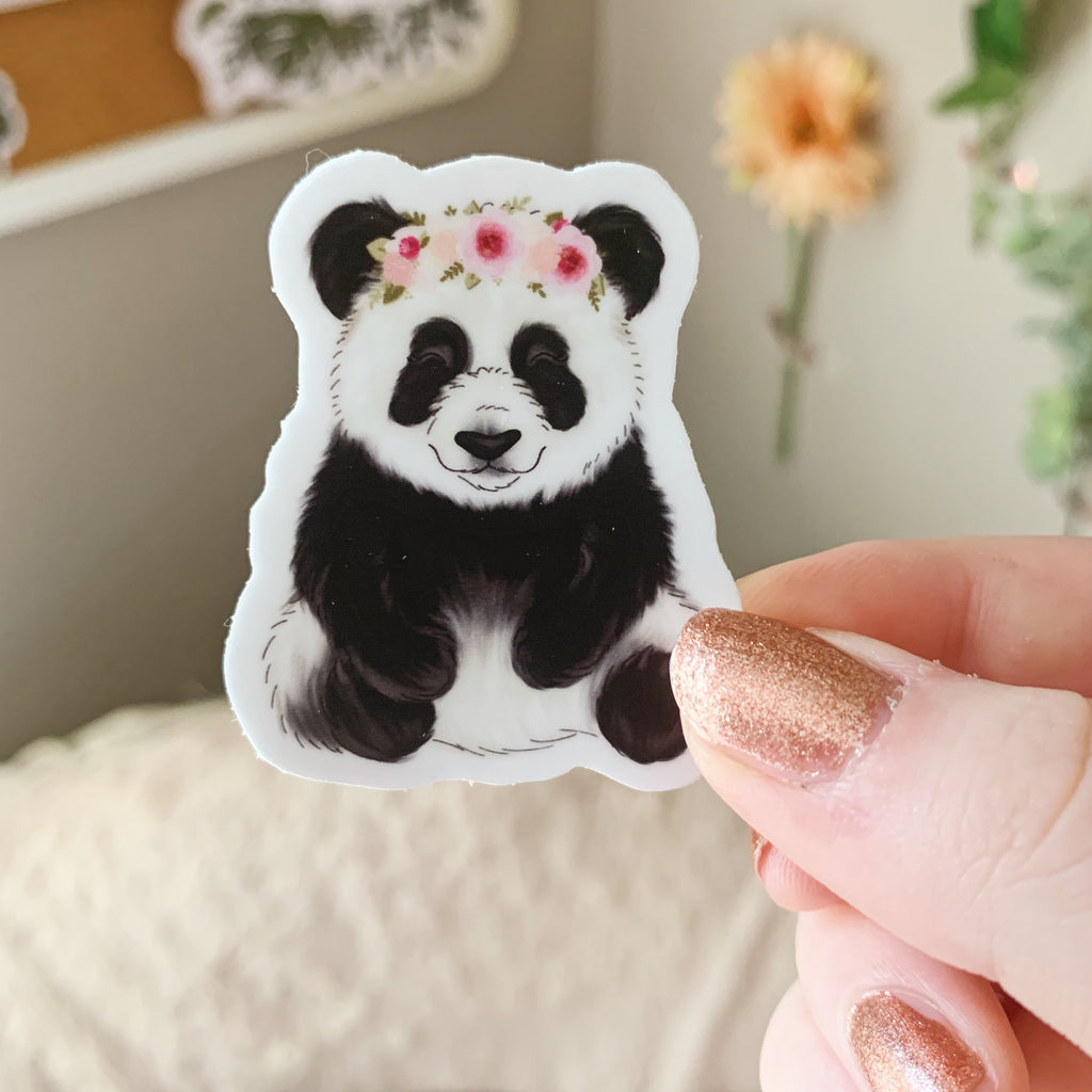 Mini Floral Crown Panda Sticker