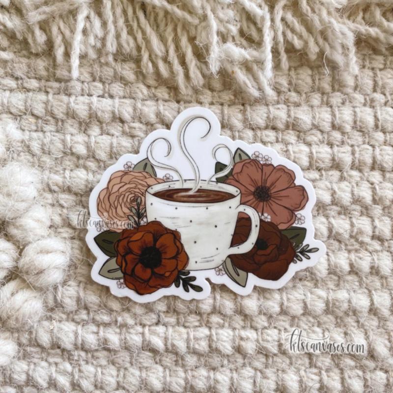 Coffee Florals Sticker