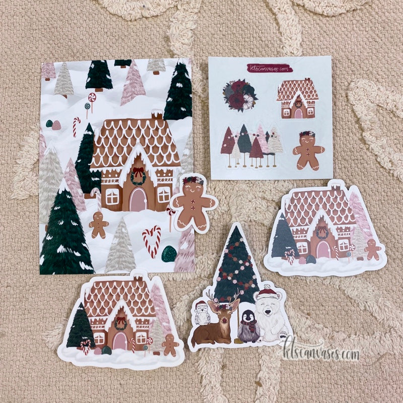 Gingerbread House Art Print Bundle Set of 6