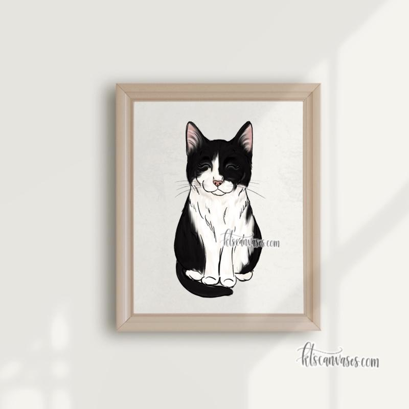 Choose Your BLACK/WHITE CAT Art Print