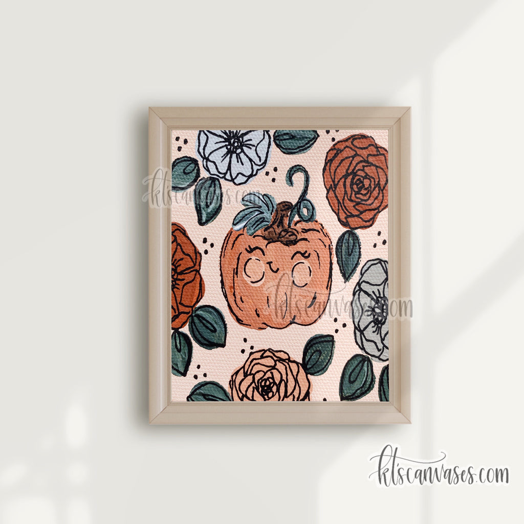 Little Pumpkin Floral Art Print