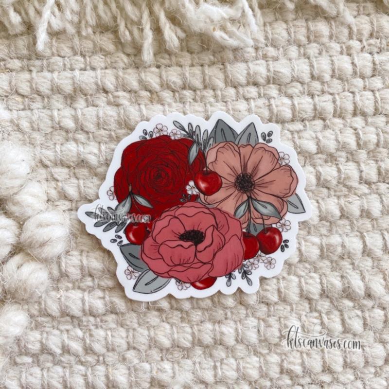 Cherry Sketched Florals Sticker